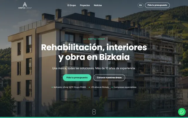 Portada de la web de Ametsa Group