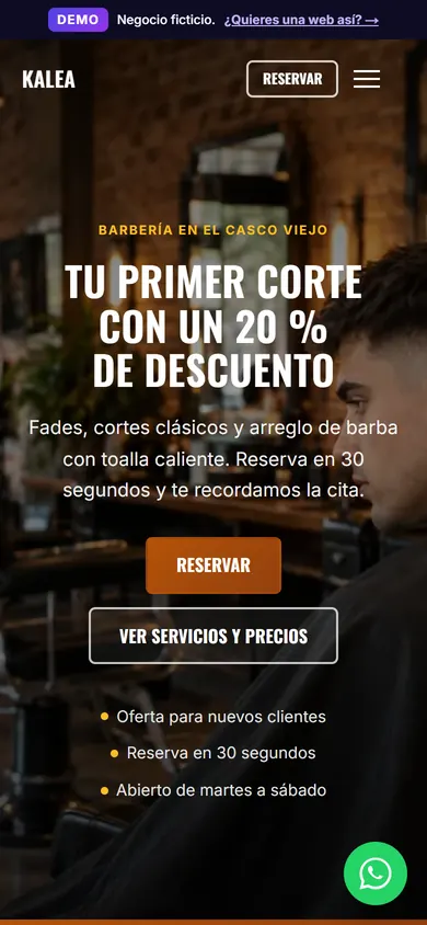Kalea Barber Club en el móvil