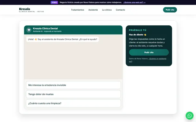 Asistente de citas por WhatsApp de la demo de clínica dental