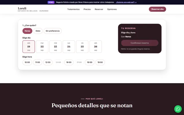 Reserva con profesional, día y hora