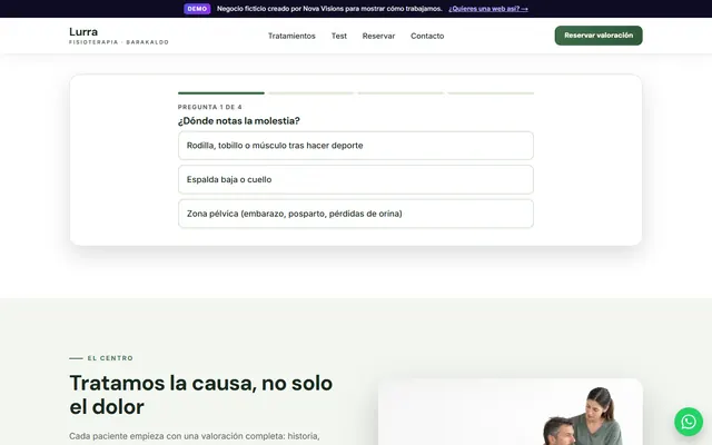 Test de orientación de la demo de fisioterapia